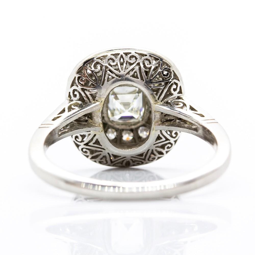 Art Deco Platinum Diamonds Engagement Ring For Sale
