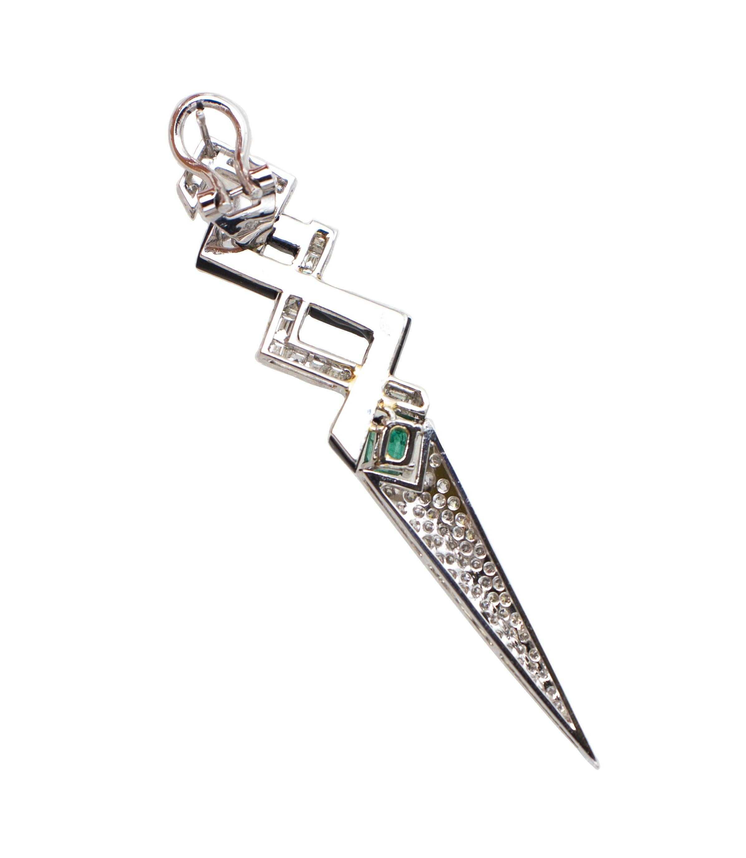 Emerald Cut Platinum Diamonds Fancy Cuts, Emeralds, Onyx, Clip-On Fashion Earrings