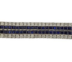 Platinum Diamonds French Cut Sapphire Bracelet