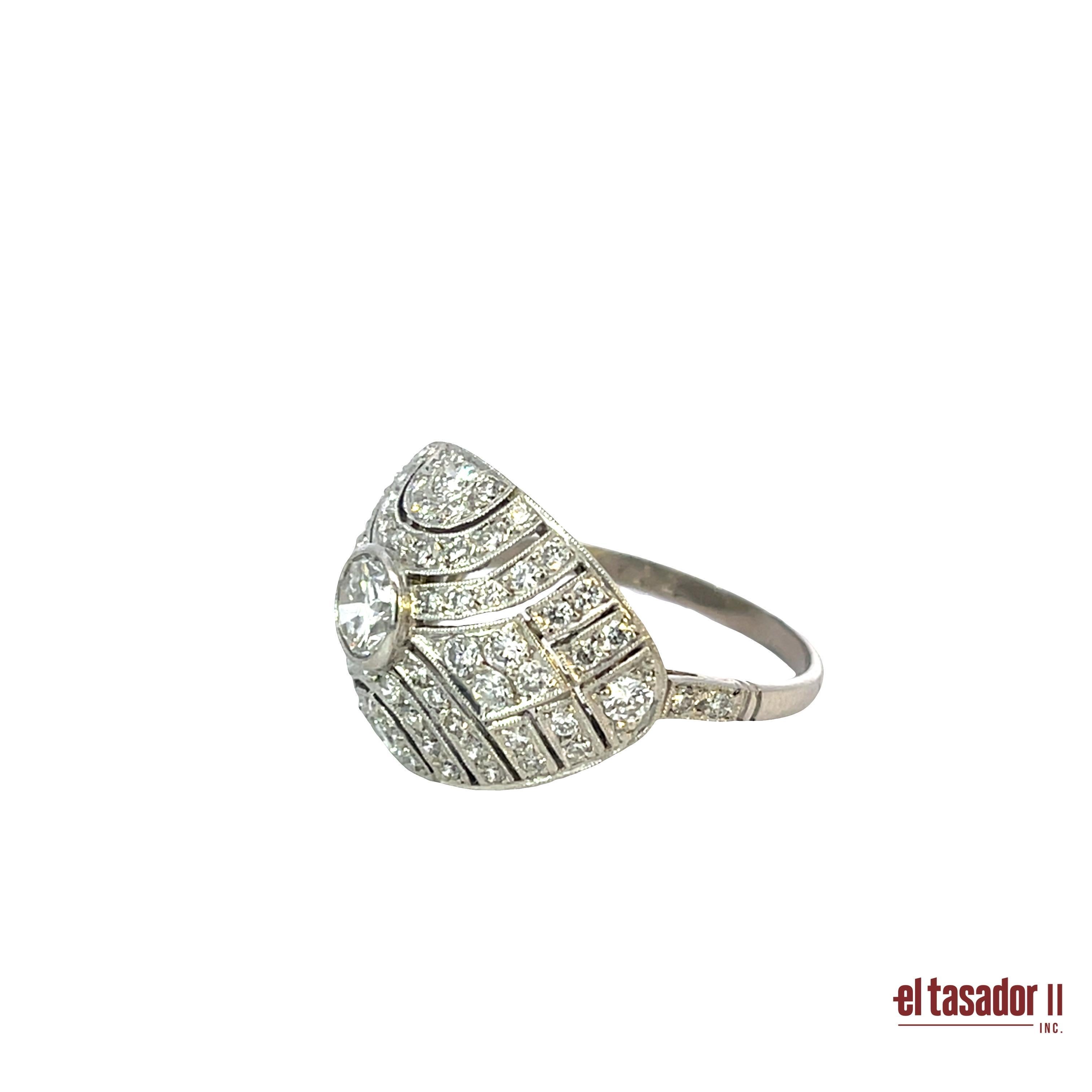 Platin-Kuppelring mit 1,70 Karat Diamanten - Art Deco Revival (Brillantschliff) im Angebot