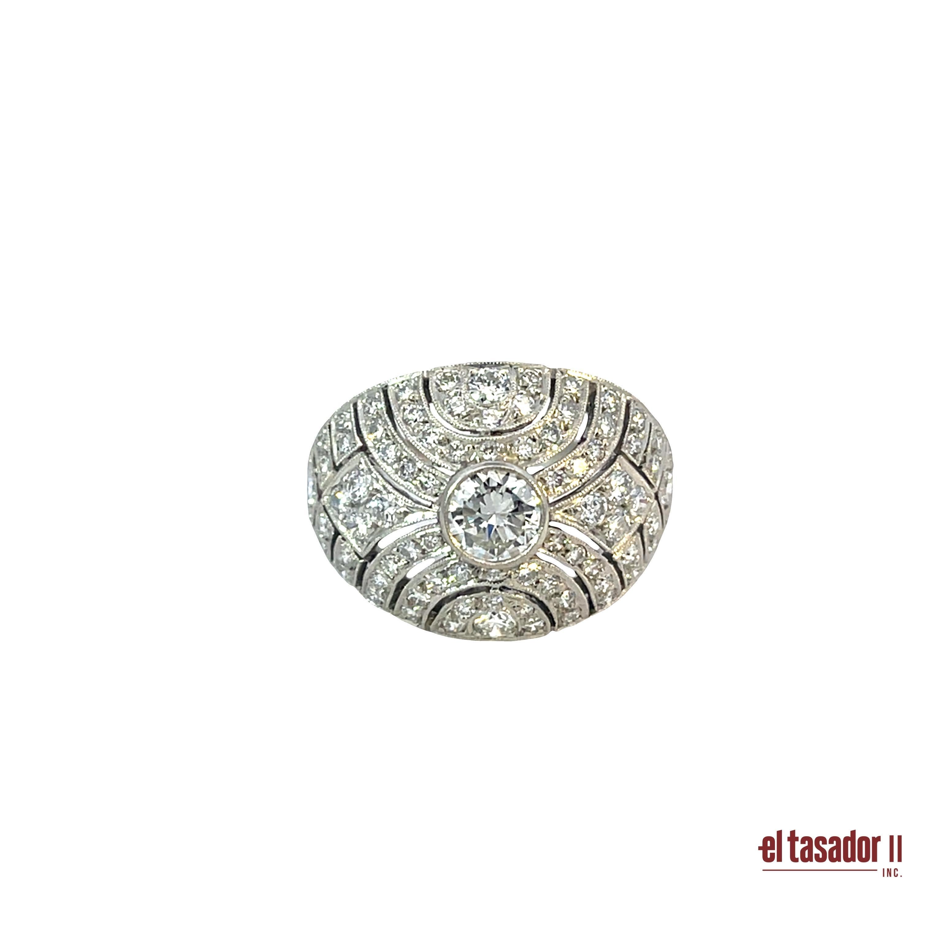 Platin-Kuppelring mit 1,70 Karat Diamanten - Art Deco Revival im Zustand „Neu“ im Angebot in Aventura, FL