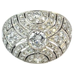 Platin-Kuppelring mit 1,70 Karat Diamanten - Art Deco Revival