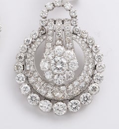 Platinum Door Knocker Ear Clips with Diamonds, circa 1940
