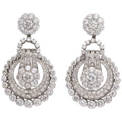 Platinum Door Knocker Ear Clips with Diamonds, circa 1940