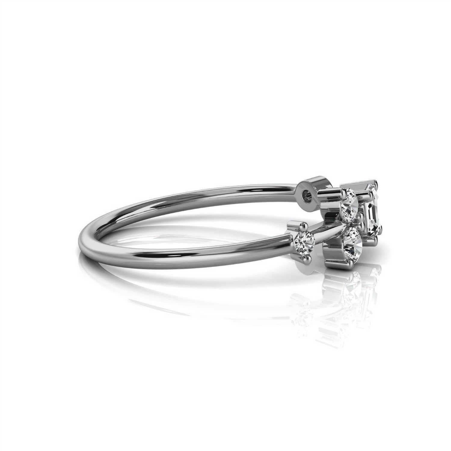 Platin Dorota Zarter Diamantring im organischen Design '2/5 Ct. „Cow's (Asscher-Schliff)