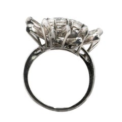 Platinum Double Cluster Floral Diamond Ring