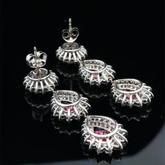 Platinum Double Dangle Diamond Halo GUBELIN Certified Red Ruby Earrings