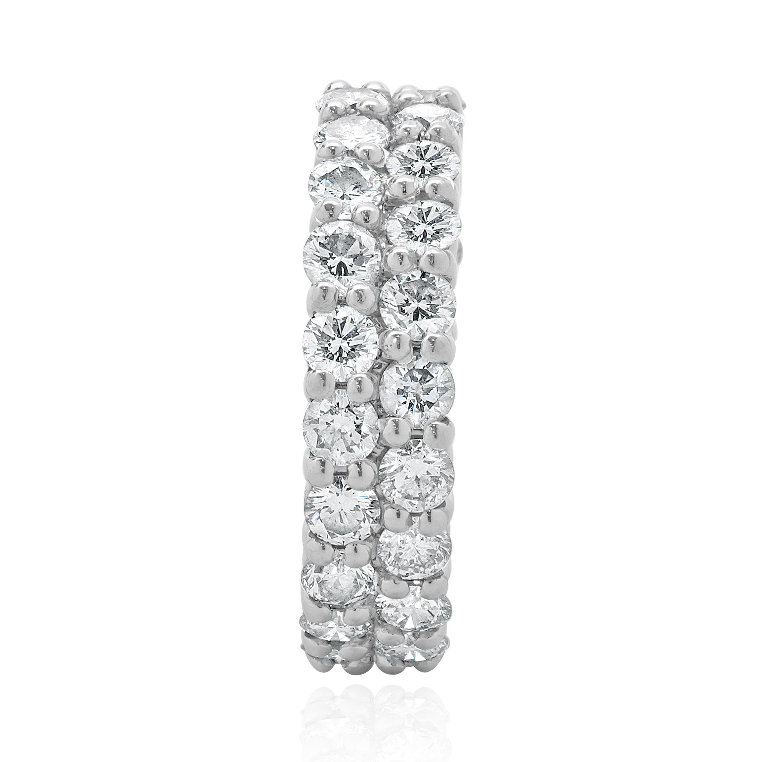 Platinum Double Row Diamond Band In Excellent Condition For Sale In Scottsdale, AZ