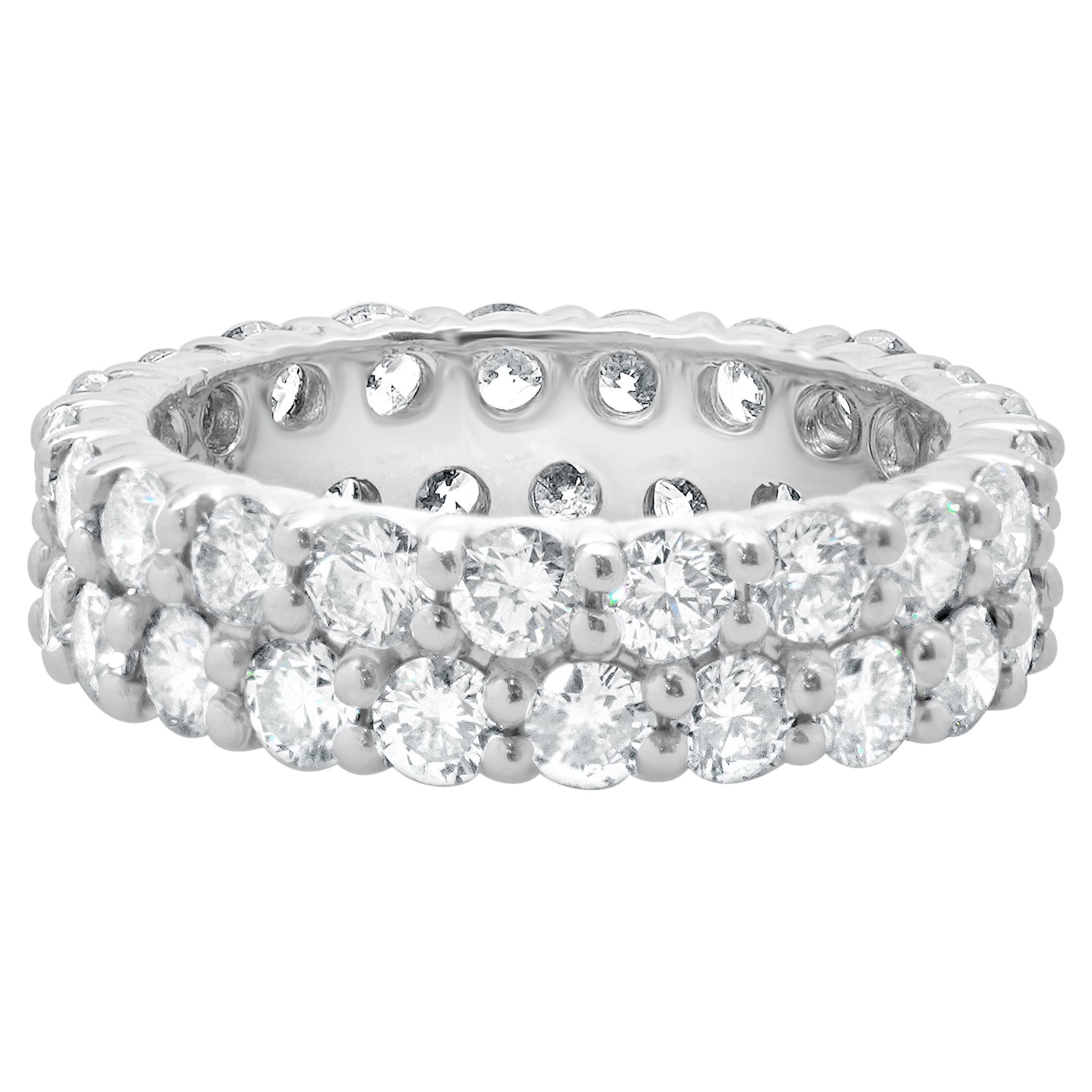 Platinum Double Row Diamond Band For Sale