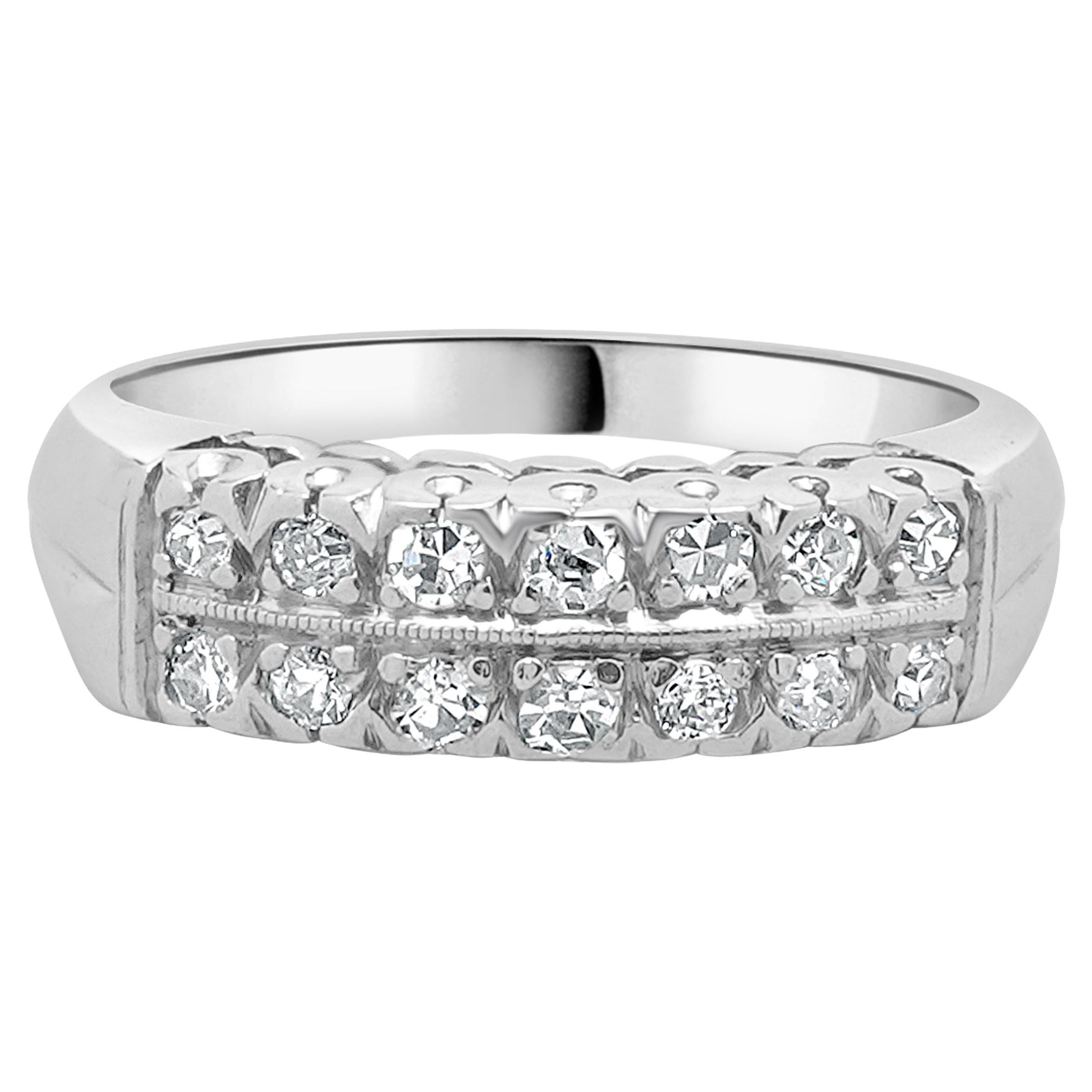 Platin Doppelreihiger Diamantring