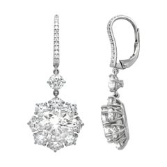 Platinum Drop Earrings with Center Diamonds
