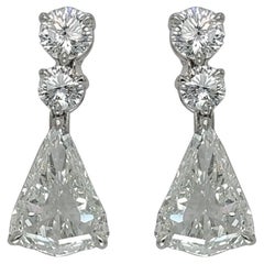 Platinum Earrings Decagon Diamonds 2.28 ct +2.33 ct+ 1.78 ct centenaire cut 