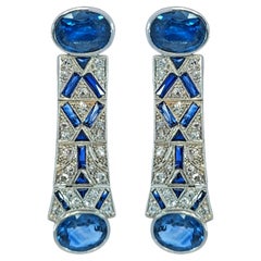 Platinum Earrings with 12 Ct. Sapphires & 1.3 Ct Diamonds