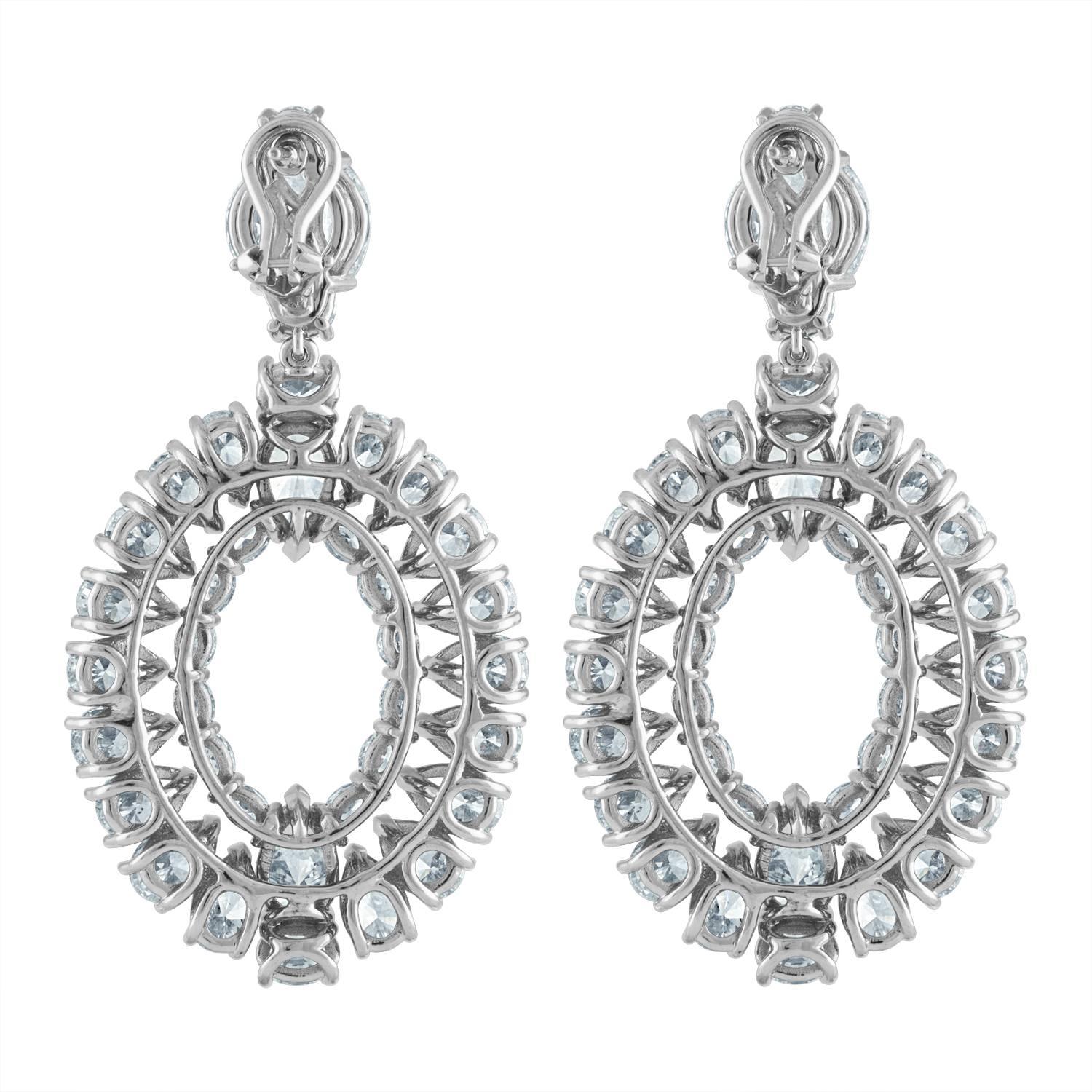 Women's Platinum Earrings with 31.27 Carat of Fancy Shapes Diamonds