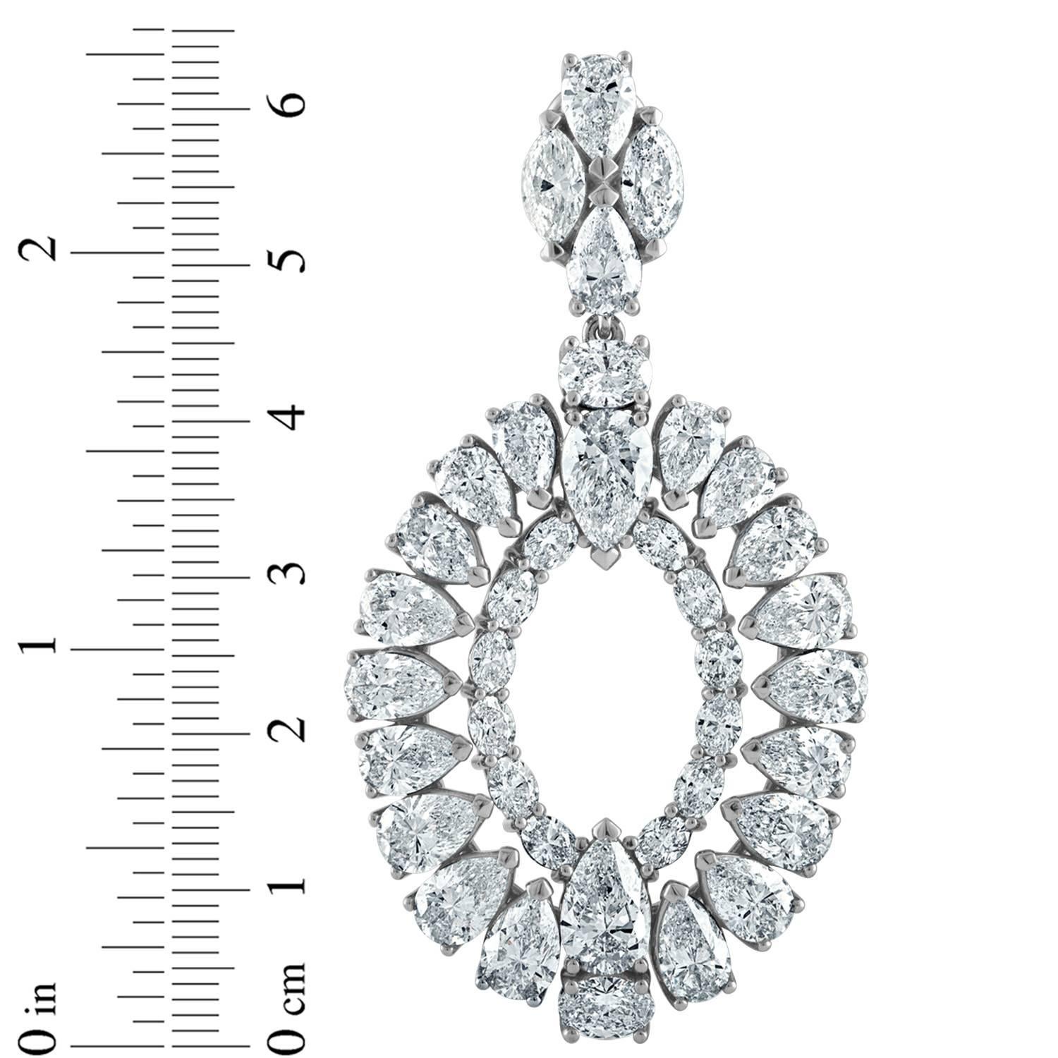 Platinum Earrings with 31.27 Carat of Fancy Shapes Diamonds 4