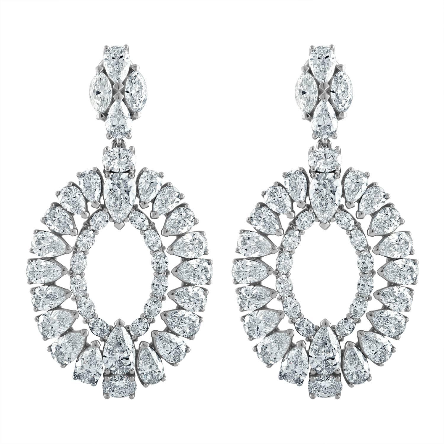 Platinum Earrings with 31.27 Carat of Fancy Shapes Diamonds