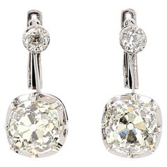 Platinum Earrings with 8.53ct Old Mine-Cut Diamonds VS2 Clarity Platinum Earrings with 8.53ct Old Mine-Cut Diamonds VS2 Clarity