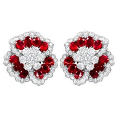 Diana M. Platinum Earrings with Rubies and Diamonds