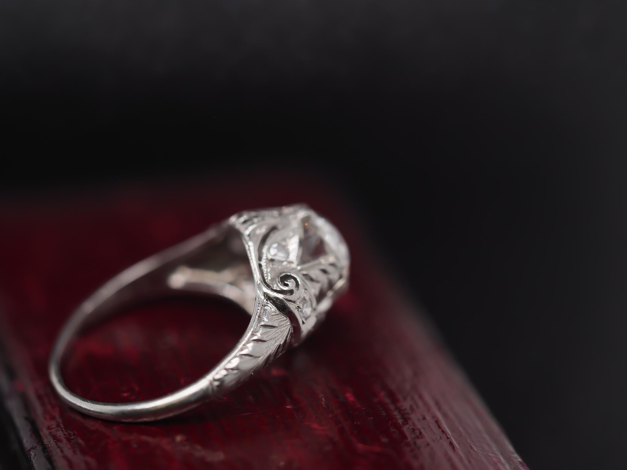 Women's Platinum Edwardian 1.25ct Old Mine Diamond Engagement Ring For Sale