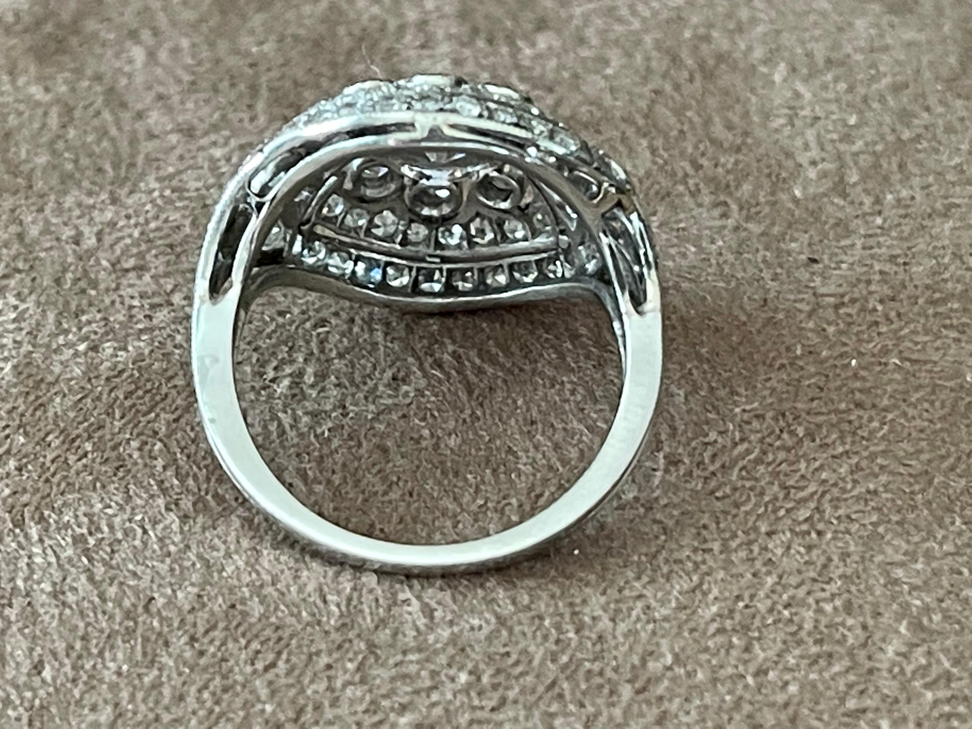 Old European Cut Platinum Edwardian Bombé Ring Diamonds For Sale