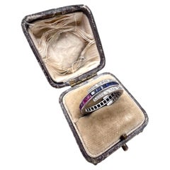 Platinum, Edwardian era Calibrated Ruby & Sapphire Flipover Night and Day Ring