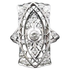 Platinum Edwardian Openwork Filigree Old European Diamond Ring