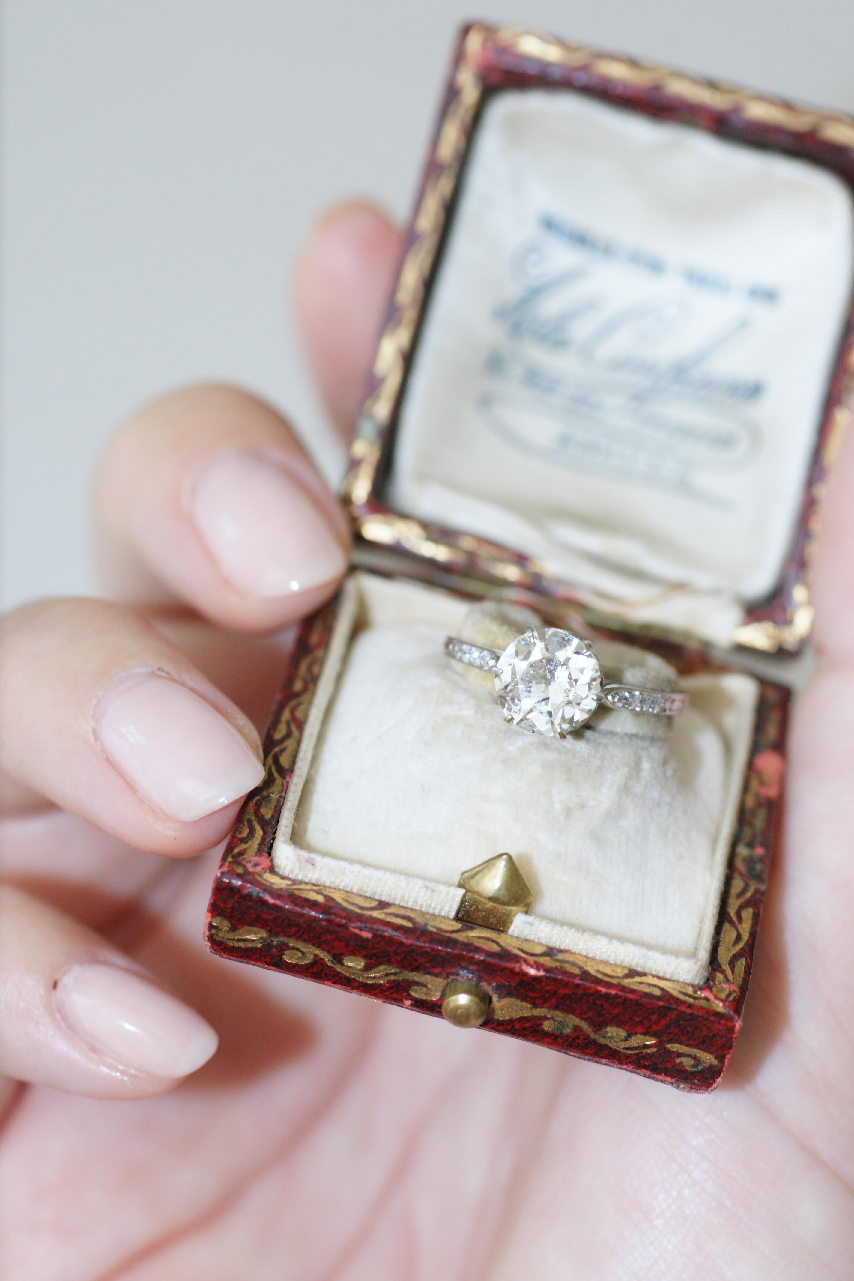 Platinum Edwardian Solitaire Engagement Ring with 1.70ct Diamond 9