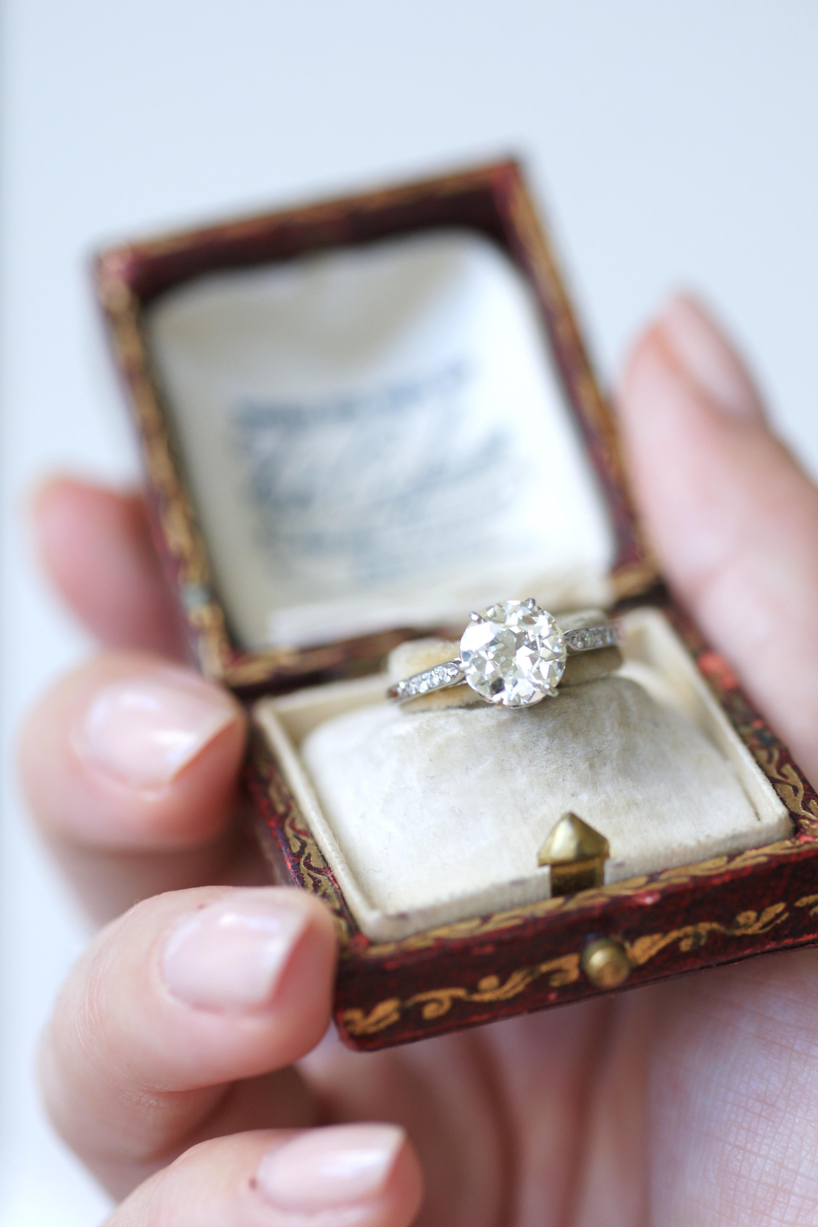 Women's Platinum Edwardian Solitaire Engagement Ring with 1.70ct Diamond