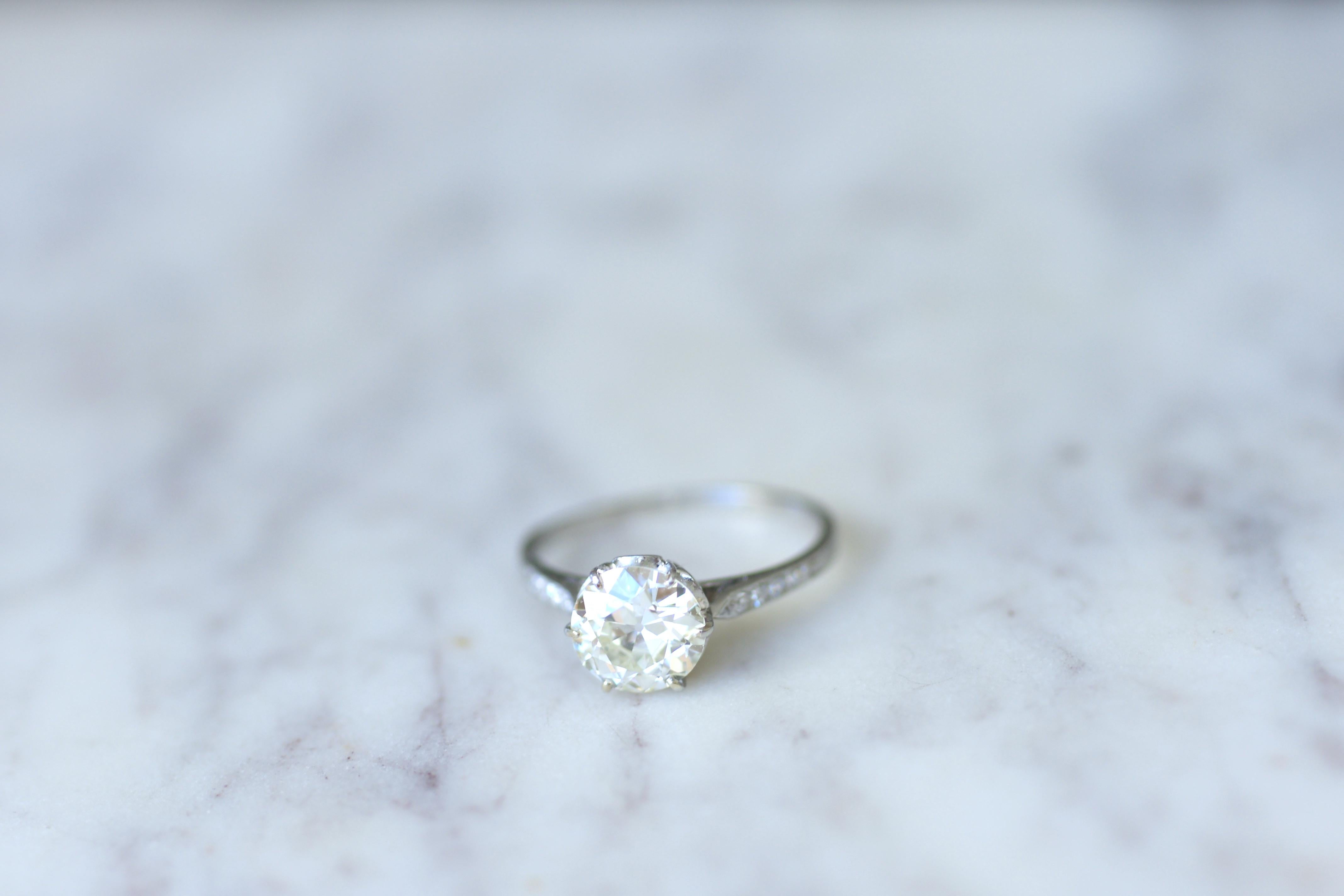 Platinum Edwardian Solitaire Engagement Ring with 1.70ct Diamond 1