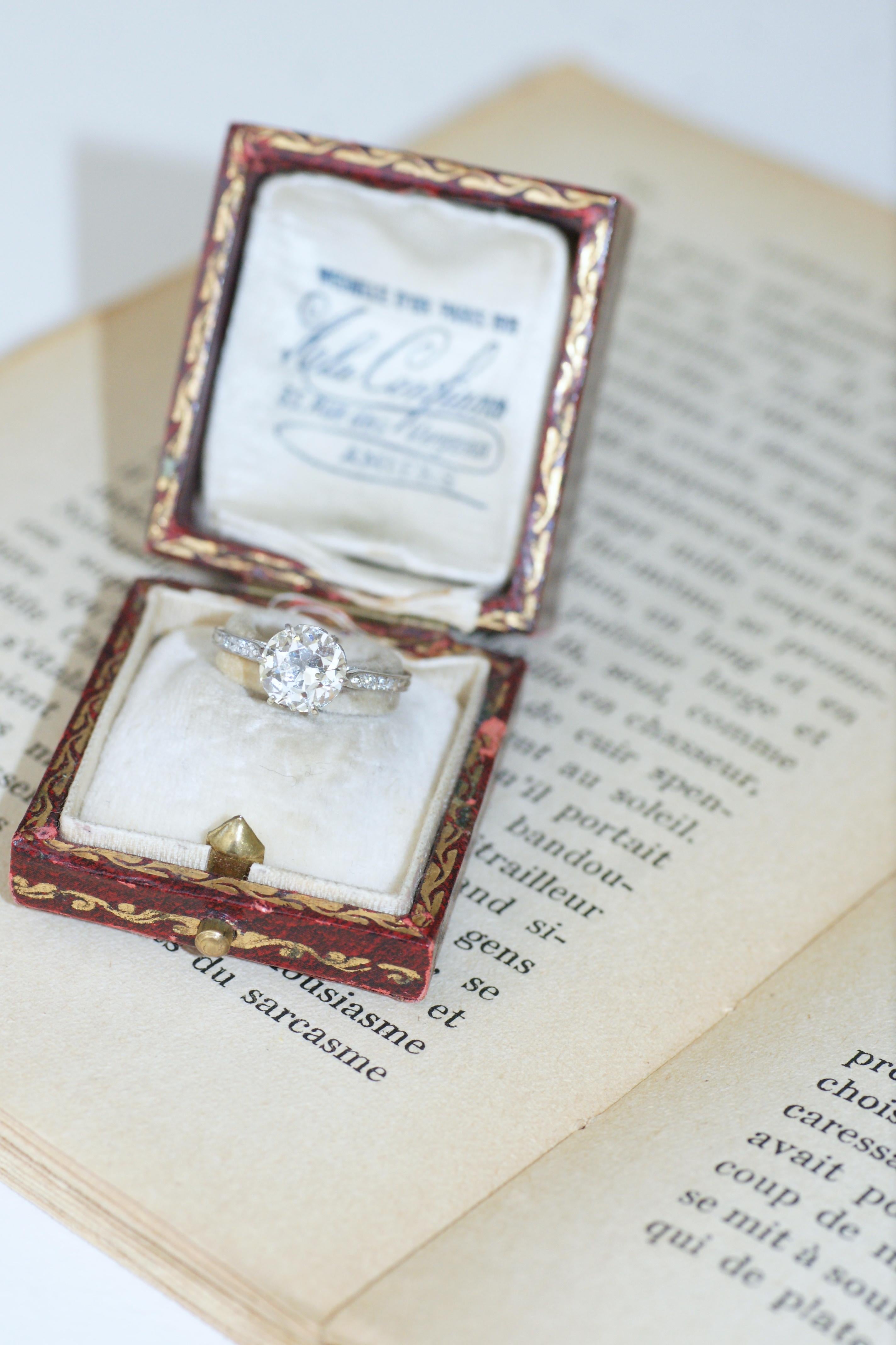 Platinum Edwardian Solitaire Engagement Ring with 1.70ct Diamond 2