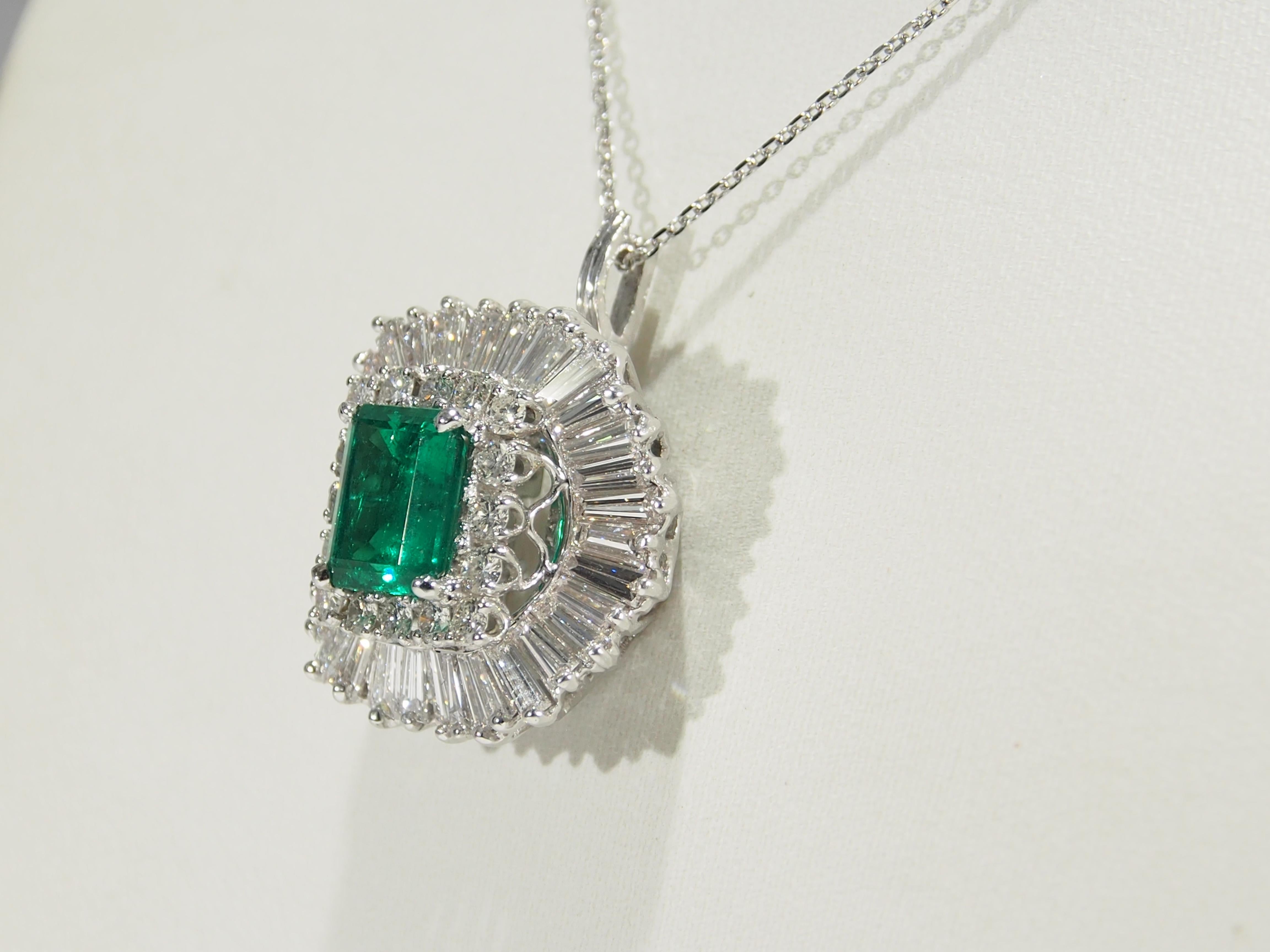 Platinum Diamond Ballerina Colombian Emerald Pendant Ring GIA Certified 5