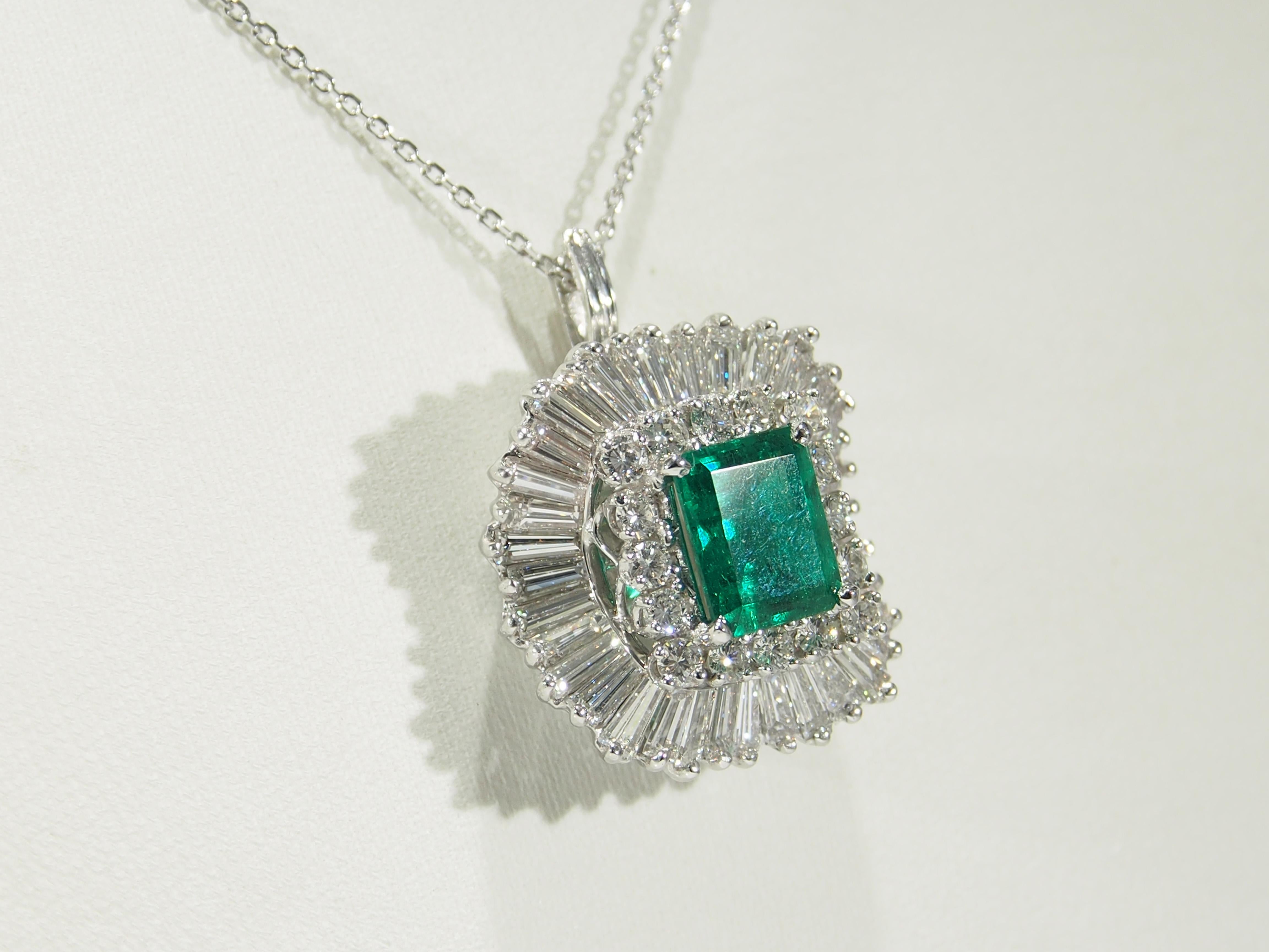 Platinum Diamond Ballerina Colombian Emerald Pendant Ring GIA Certified 6