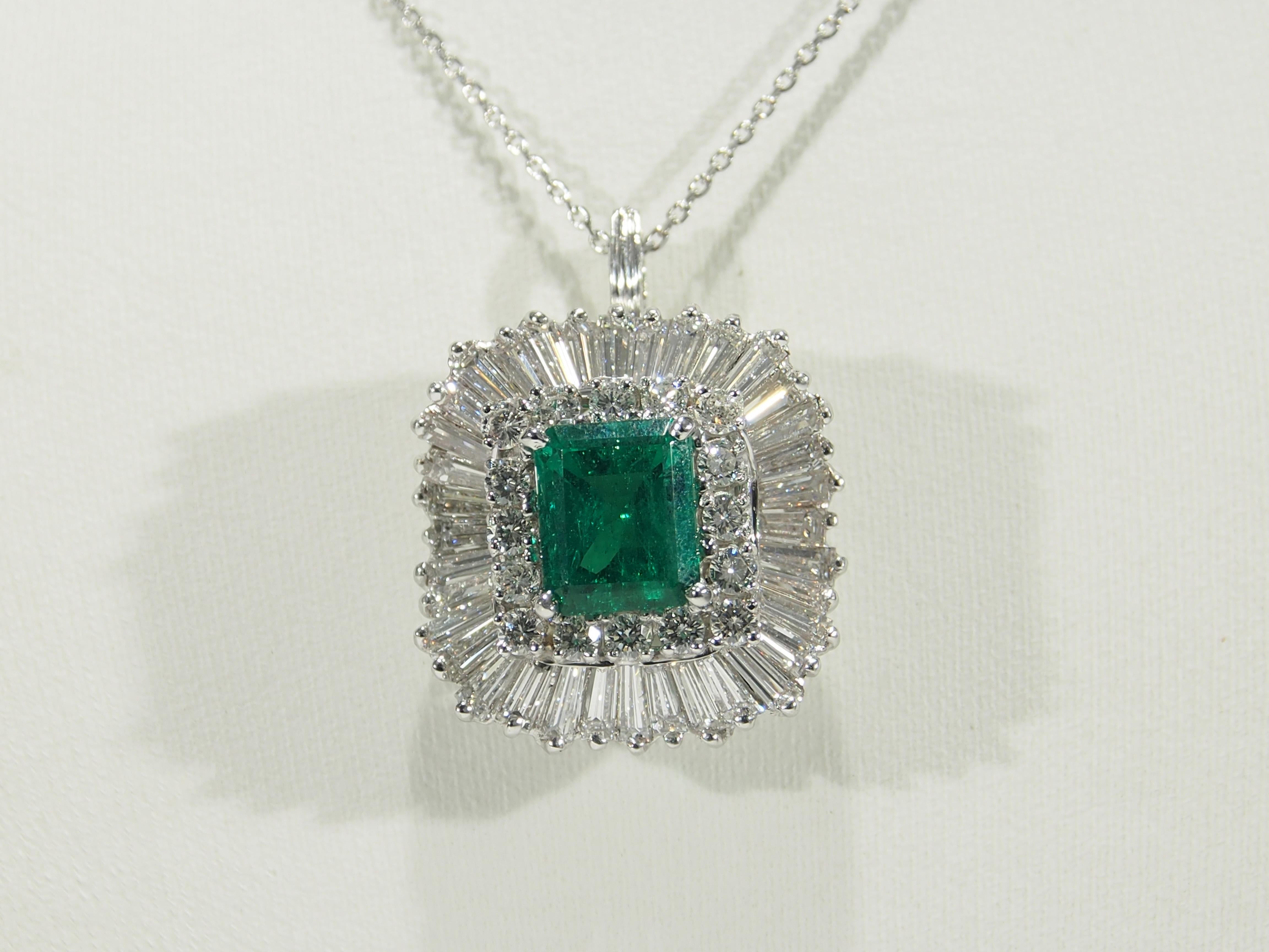 Platinum Diamond Ballerina Colombian Emerald Pendant Ring GIA Certified 4