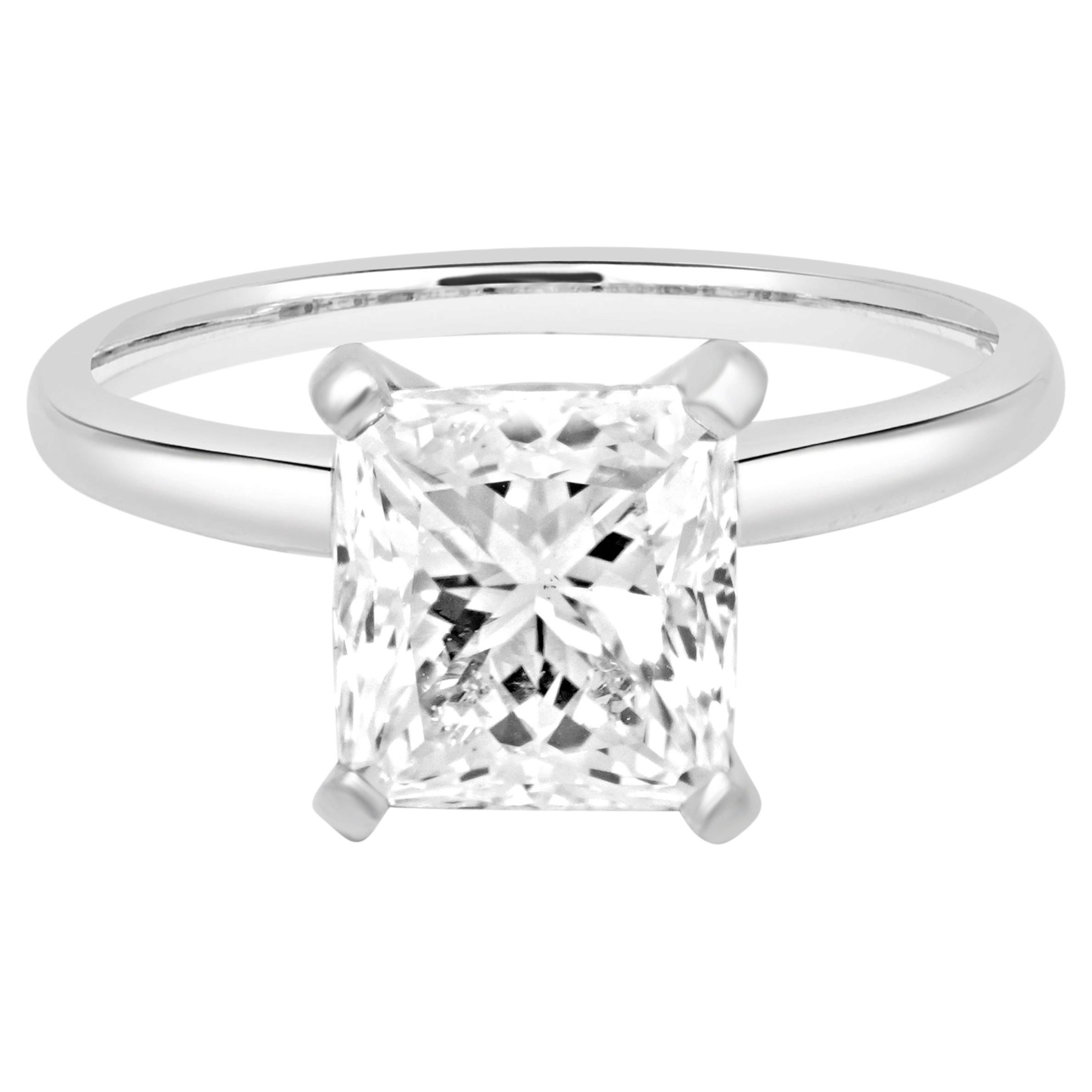 Anillo de compromiso solitario de platino con diamante de talla radiante certificado EGL de 3,01 ct