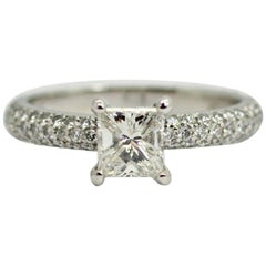 Platinum EGL Certified Princess Cut Diamond 1.00ct Color "F", Clarity SI2 Total