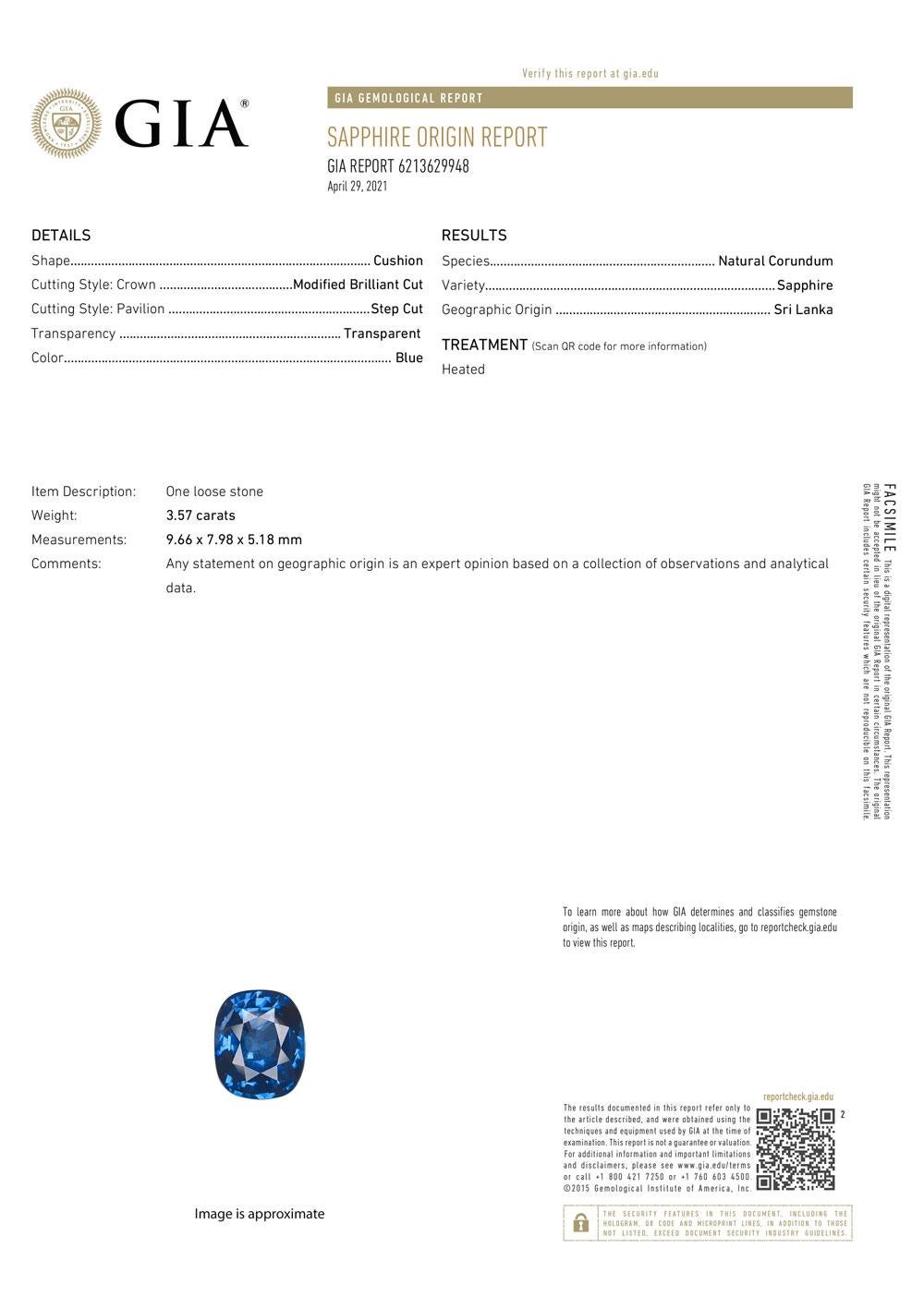 Platinum Elongated Cushion 3.57 Carat Blue Sapphire & Diamond Halo Ring GIA For Sale 2