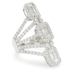 Platinum Elongated Full Finger Mosaic Set Diamond Ring