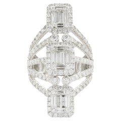 Platinum Elongated Full Finger Mosaic Set Diamond Ring