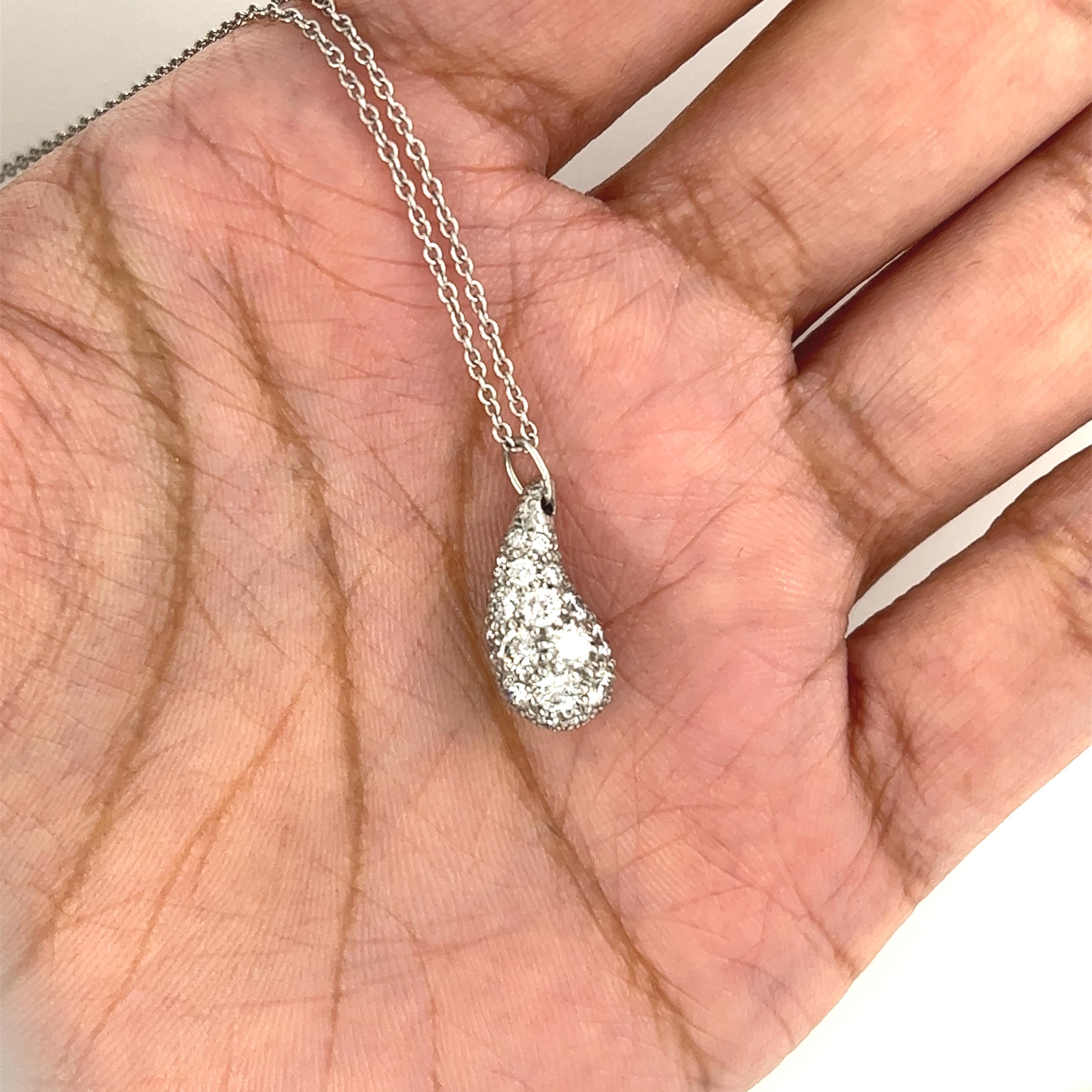 Contemporain  Pendentif en platine Elsa Peretti Tiffany & Co avec diamant en forme de larme en vente