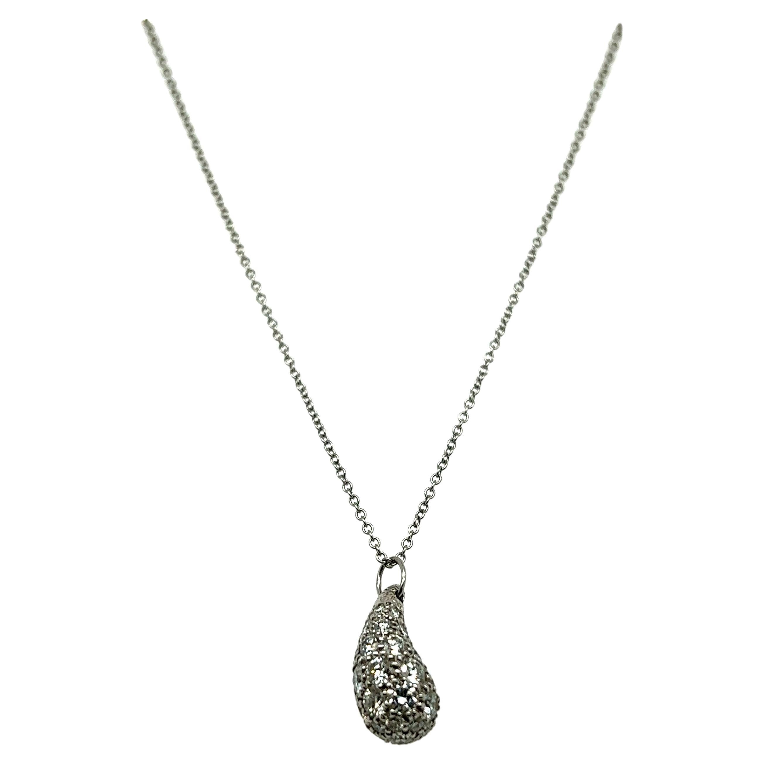  Pendentif en platine Elsa Peretti Tiffany & Co avec diamant en forme de larme en vente