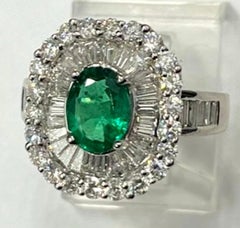 Platinum Emerald And Diamond Ballerina Ring