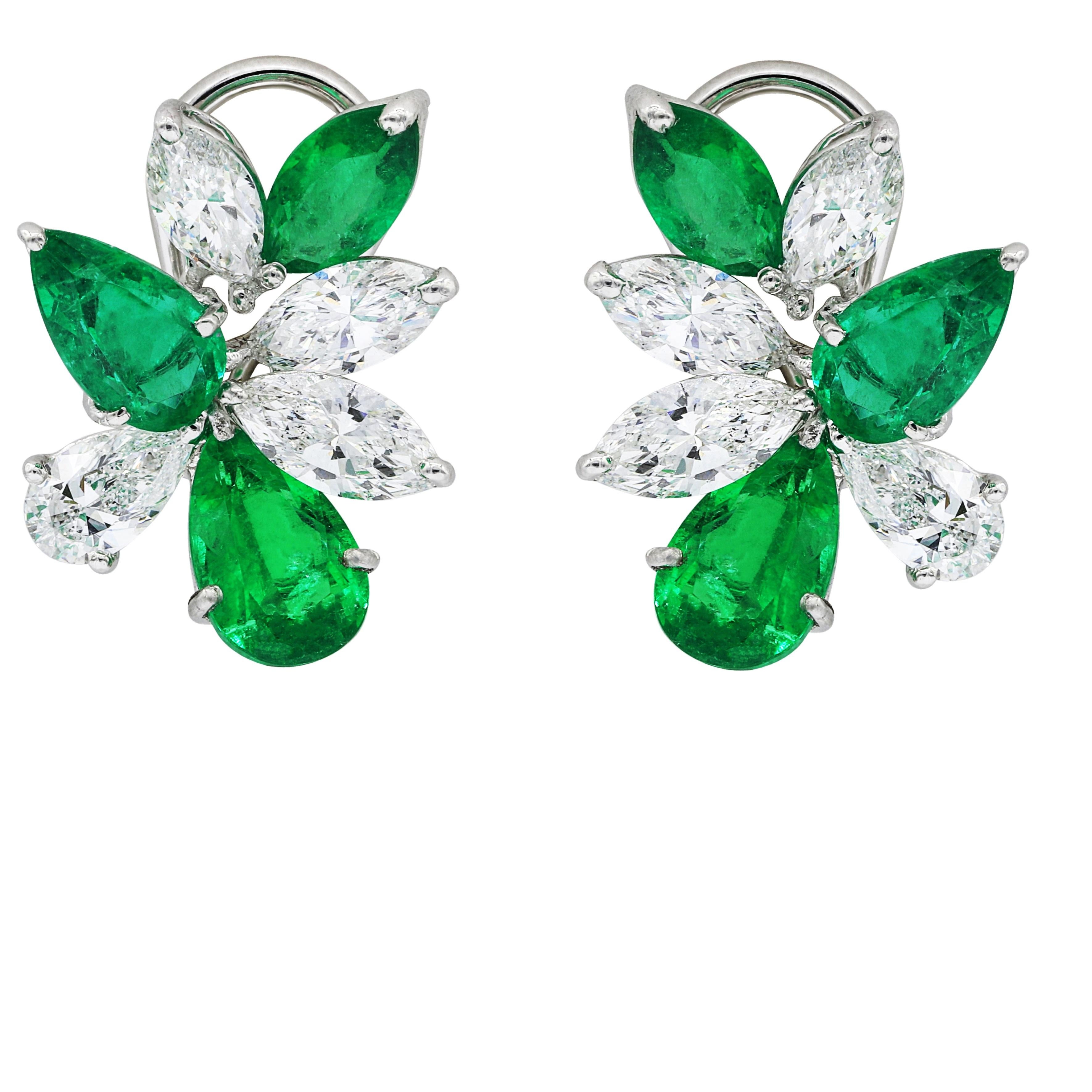 platinum and emerald earrings