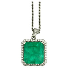 Platinum Emerald and Diamond Necklace