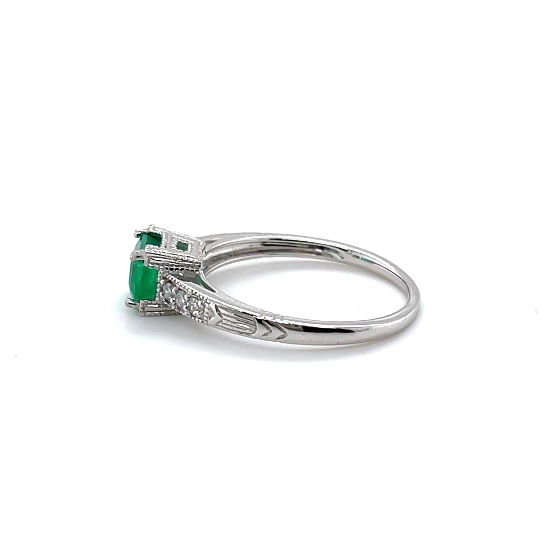 For Sale:  Platinum Emerald and Diamond Ring 2