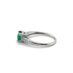 Platinum Emerald and Diamond Ring