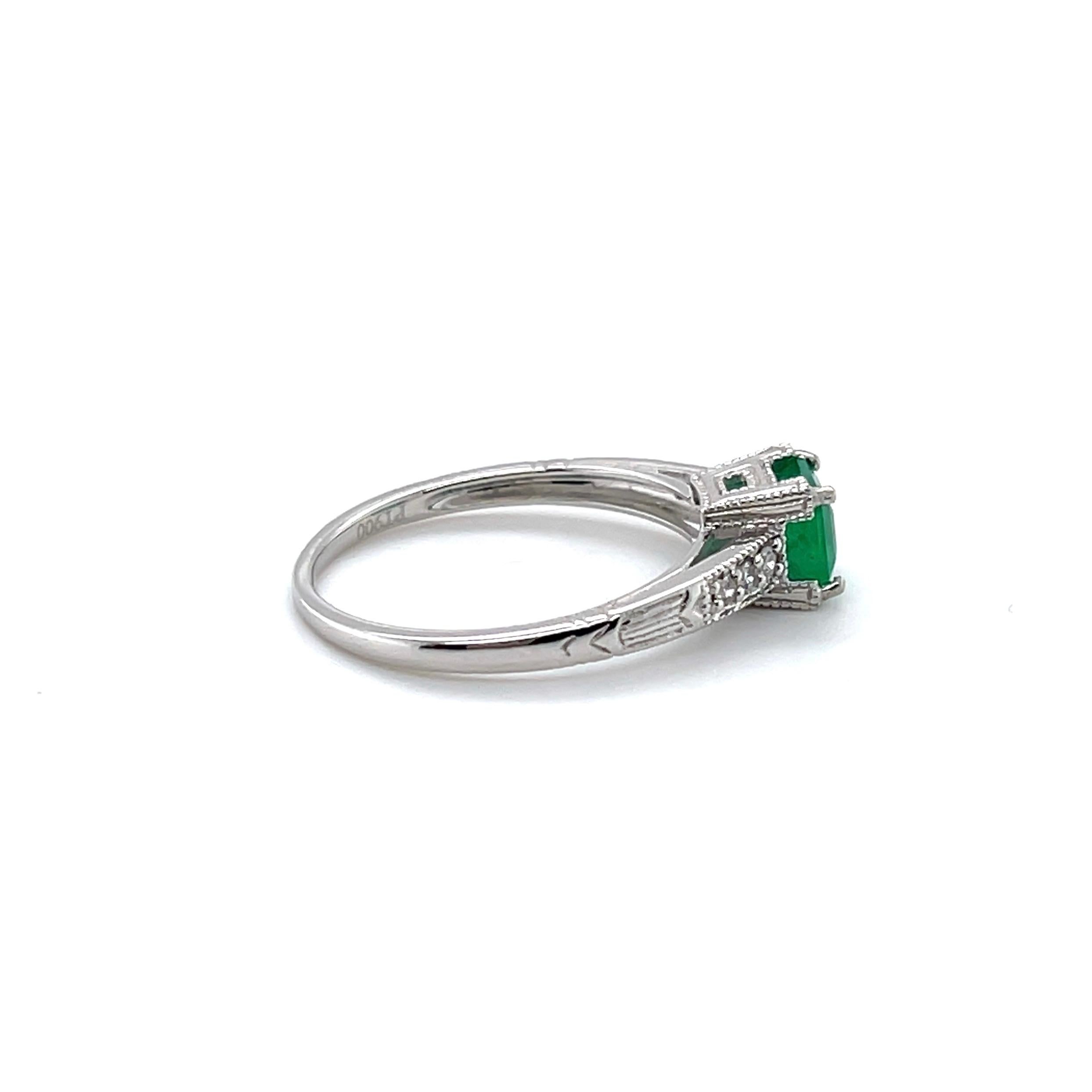 For Sale:  Platinum Emerald and Diamond Ring 3