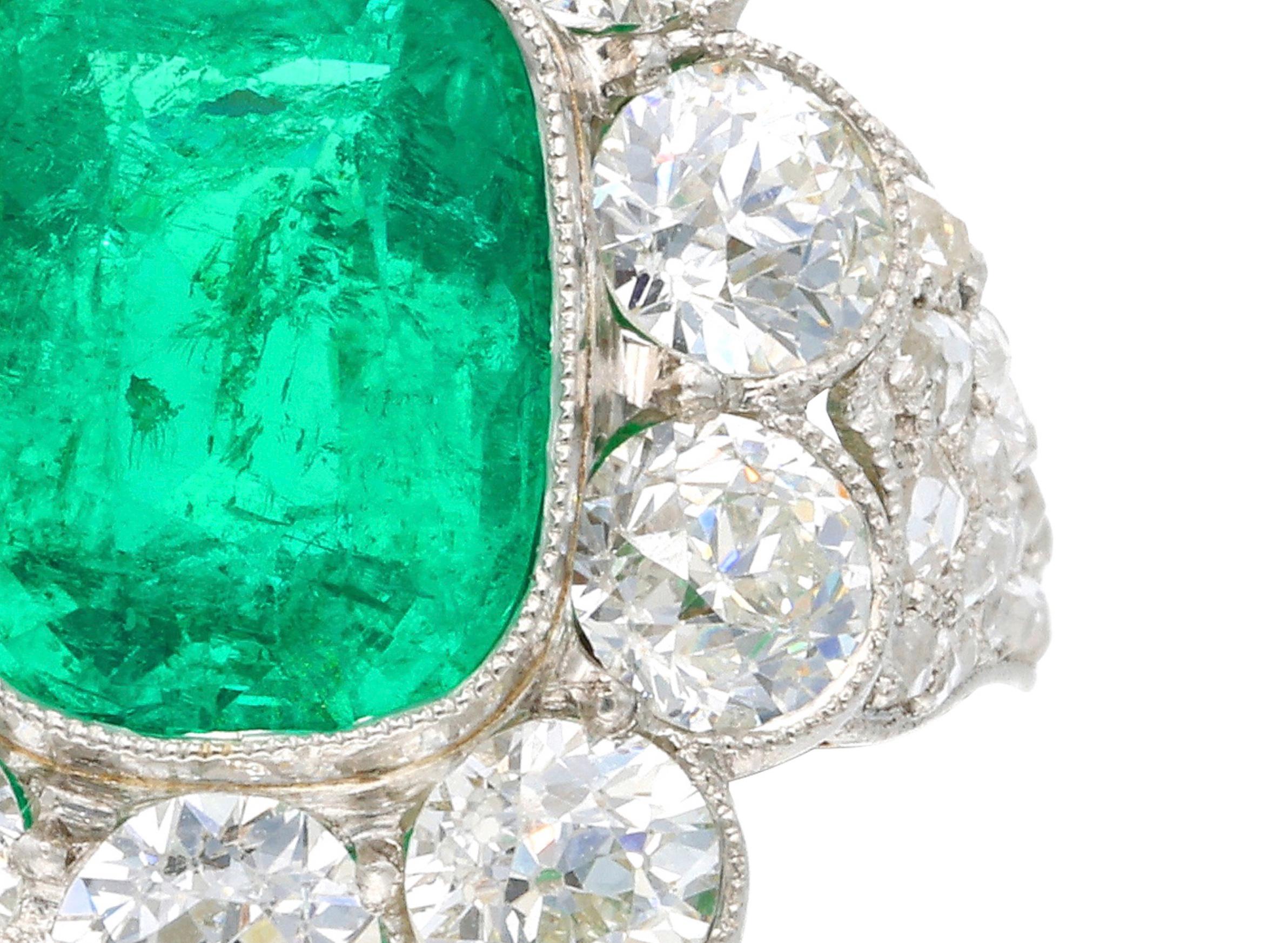 Art Deco Platinum, Emerald, and Diamond Ring For Sale