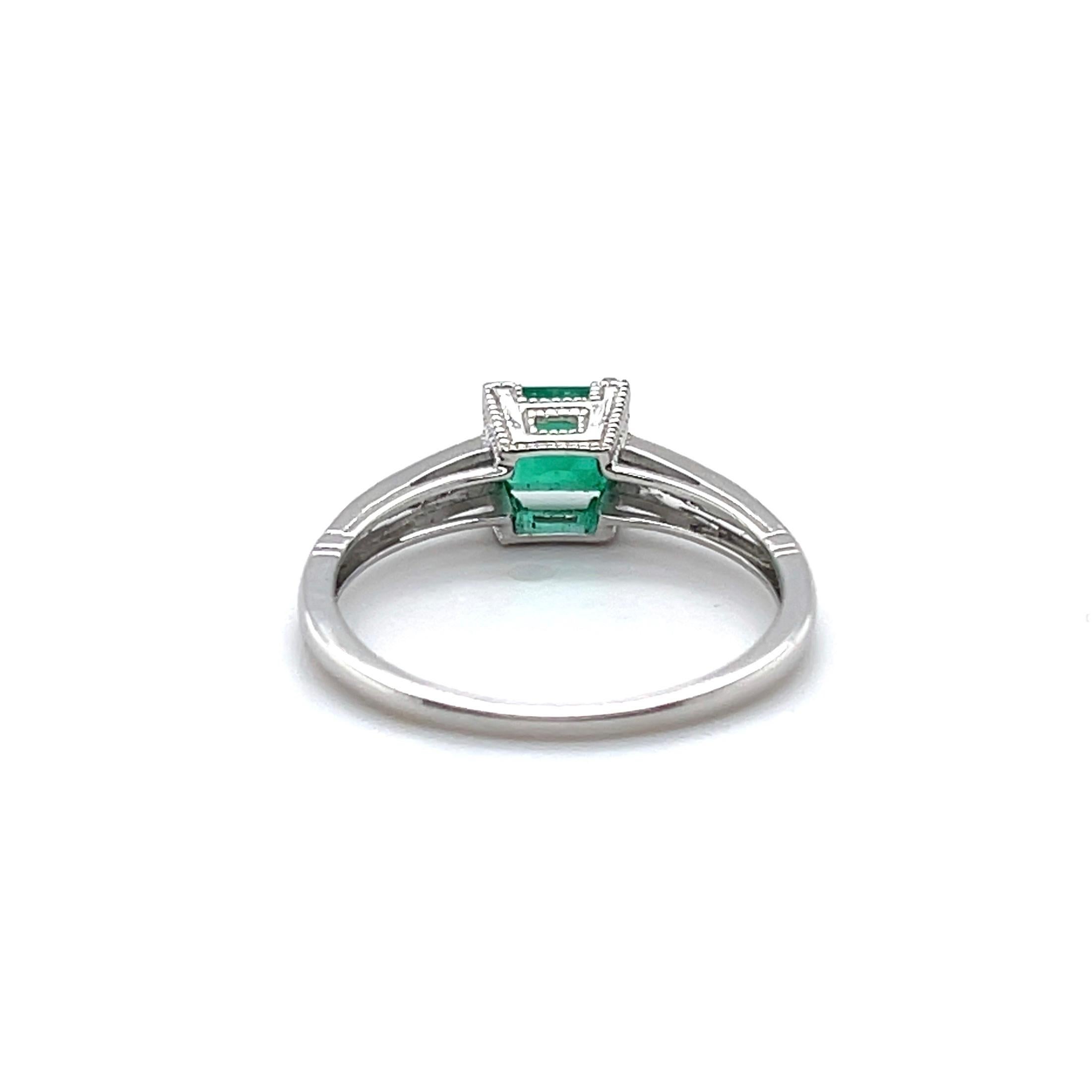For Sale:  Platinum Emerald and Diamond Ring 4