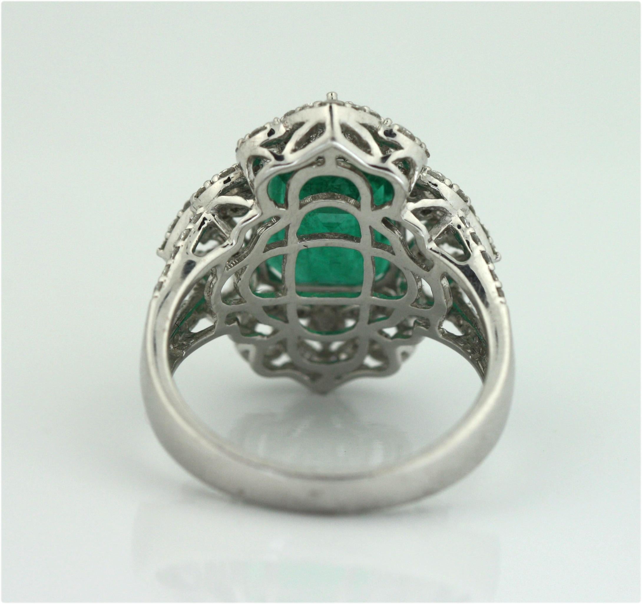 Platinum Emerald and Diamond Ring 1