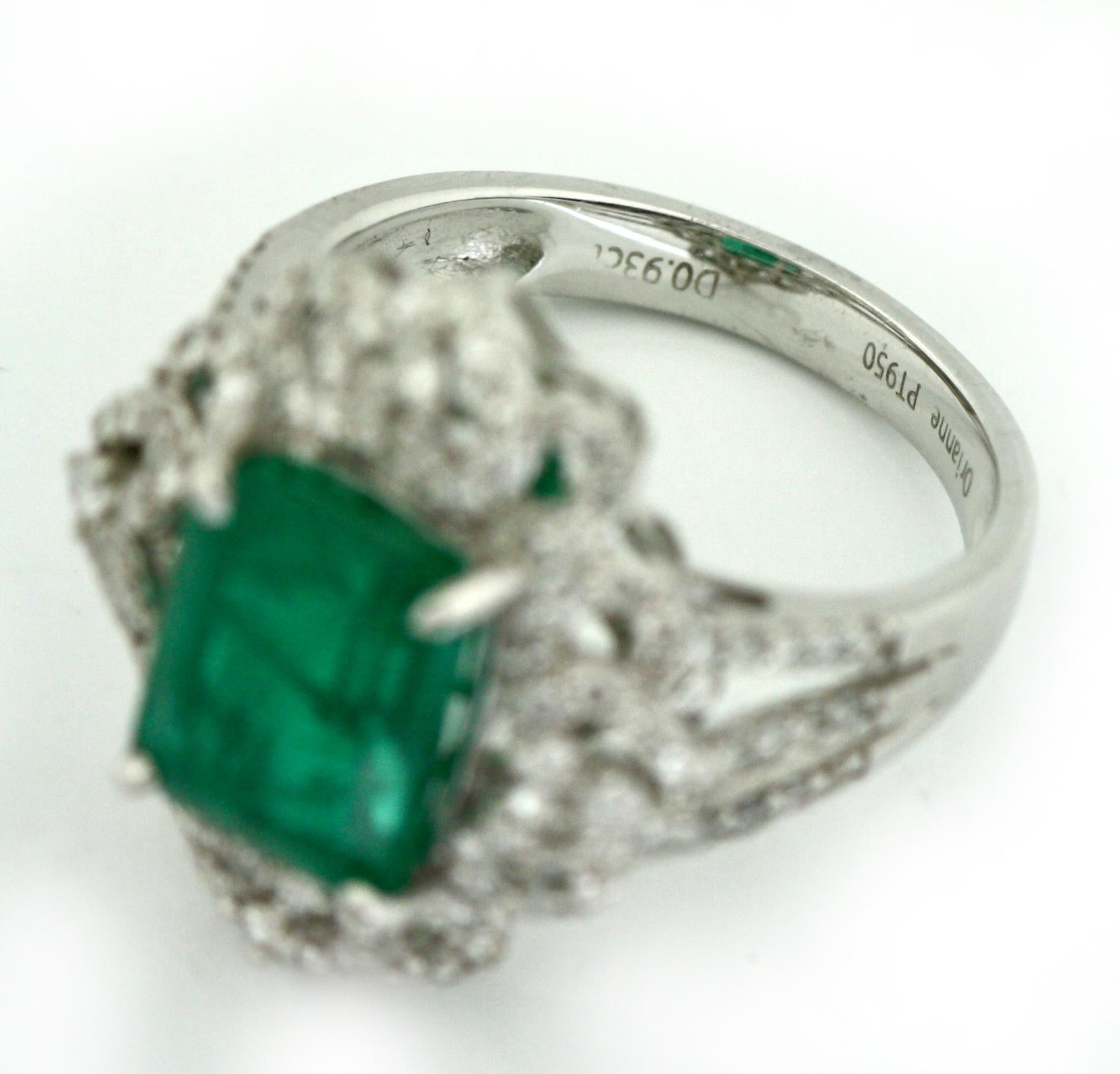 Platinum Emerald and Diamond Ring 2